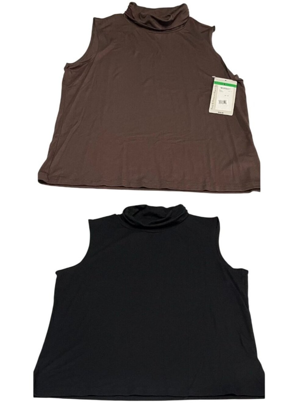 Leo & Nicole Sleeveless Turtleneck Tops Lot size L Brown Black Capsule Neutral